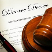divorce decree document with gavel 